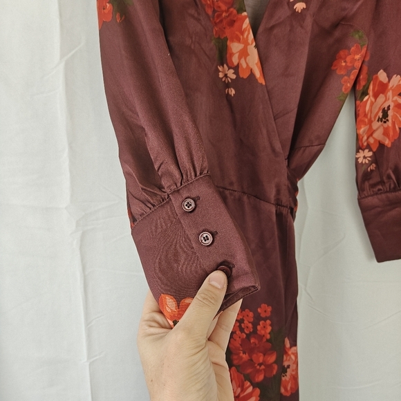Reformation Merrick Silk Maxi Burgandy Floral Dress Size XS *FLAWED* - Picture 12 of 16